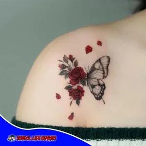 Roses And Butterfly tattoo